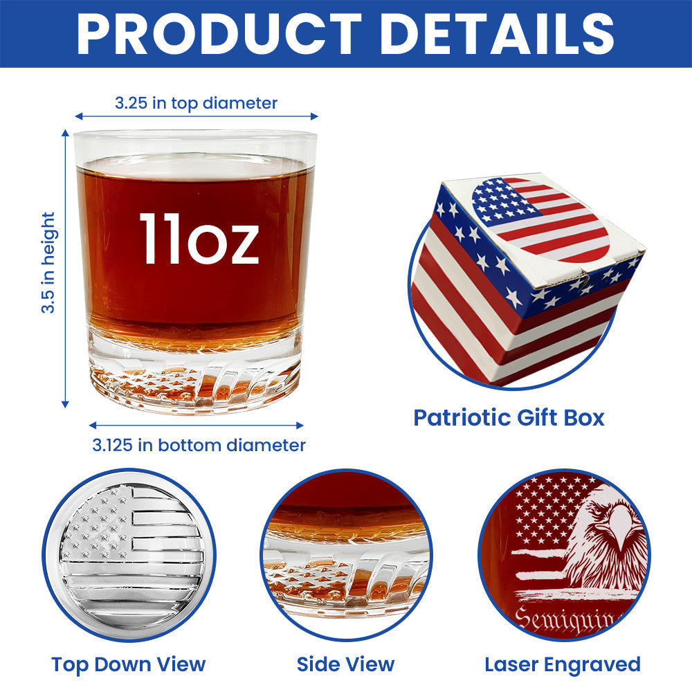 America Semiquincentennial Engraved Whiskey Glass 250 Years Gift