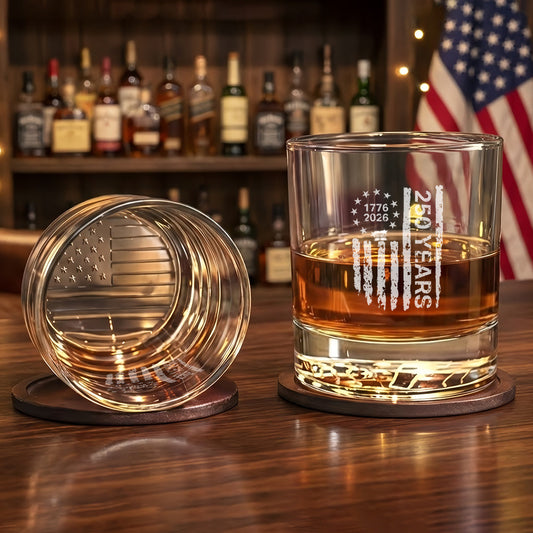 250 Years of Freedom Betsy Ross 1776 2026 Engraved Whiskey Glass