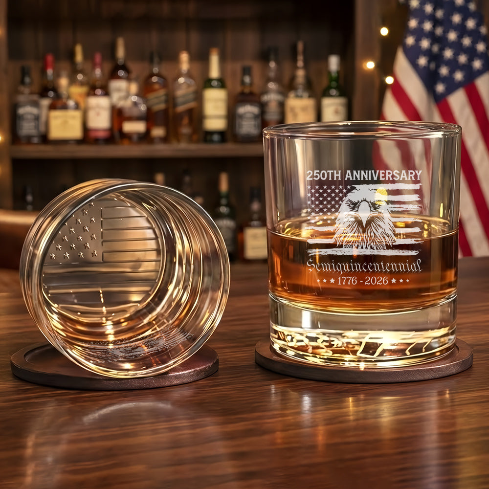 Lumiza America Semiquincentennial Engraved Whiskey Glass 250th Anniversary 1776-2026