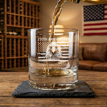 America Semiquincentennial Engraved Whiskey Glass 250 Years Gift