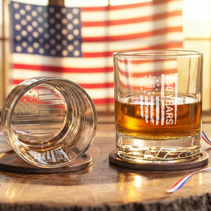 250 Years of Freedom Betsy Ross 1776 2026 Engraved Whiskey Glass