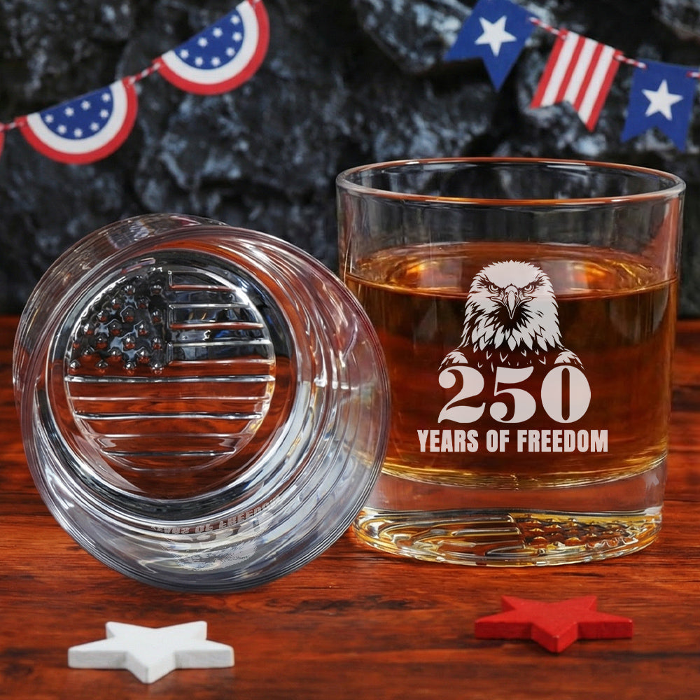 Lumiza 250 Years of Freedom Engraved Whiskey Glass-Patriotic American Gift