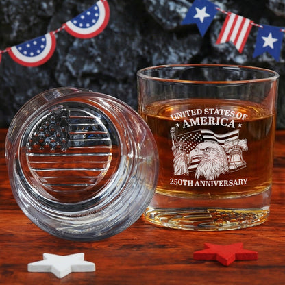 Lumiza Eagle Liberty 250th Anniversary Engraved Whiskey Glass