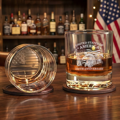 250th Anniversary of America Eagle Liberty Engraved Whiskey Glass