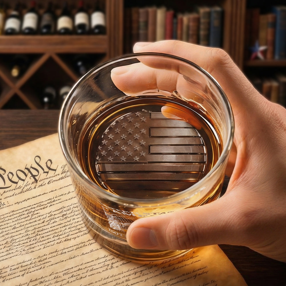 250th Anniversary of America Eagle Liberty Engraved Whiskey Glass