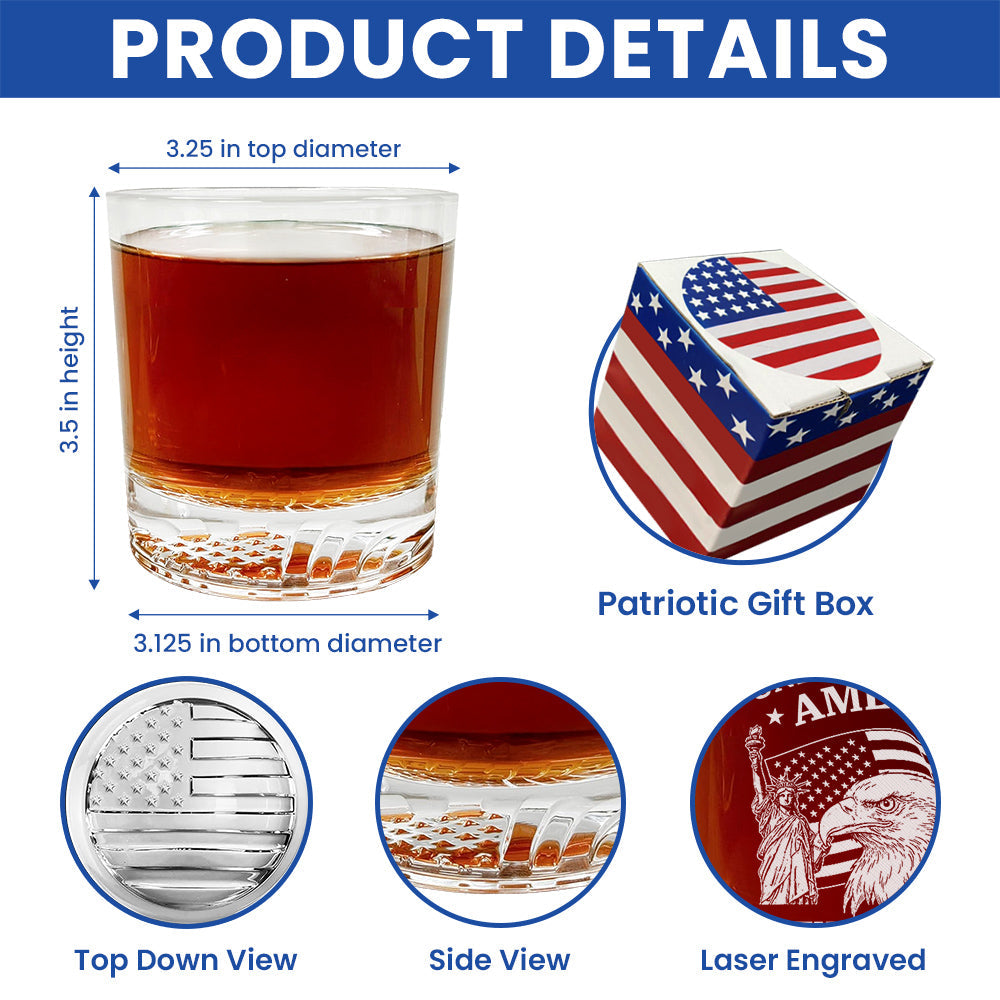 250th Anniversary of America Eagle Liberty Engraved Whiskey Glass